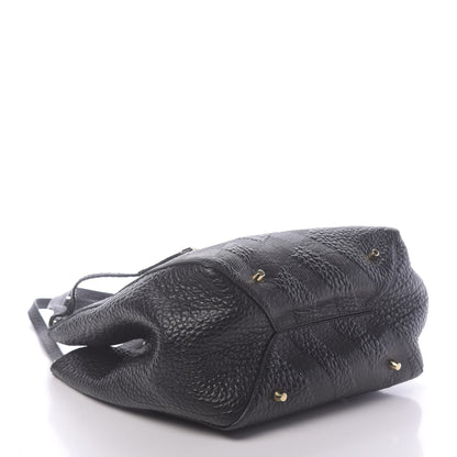 Burberry Signature Grain Calfskin Check Embossed Small Canterbury Tote Black 4 of 11