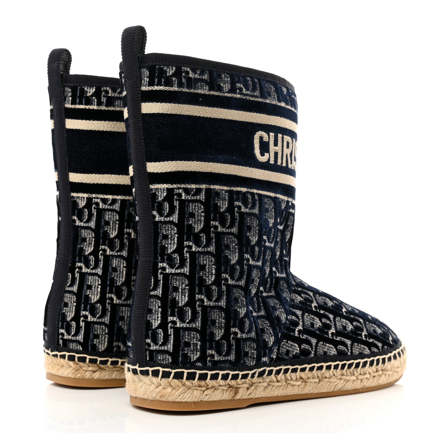 Christian Dior Velvet Oblique Granville Espadrille Boots 36.5 Deep Blue 4 of 9