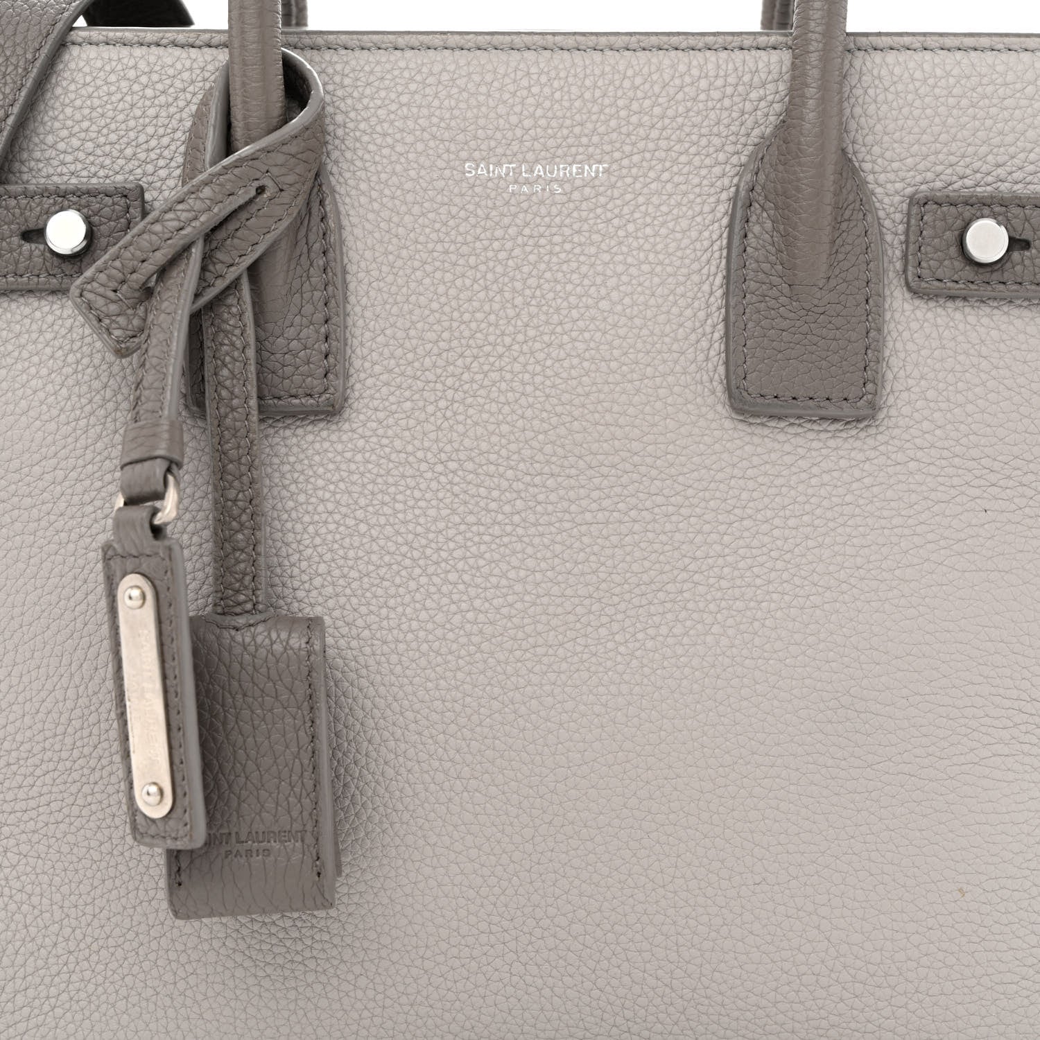 Saint Laurent Grained Calfskin Bi-Color Baby Supple Sac De Jour Souris Fog 8 of 12