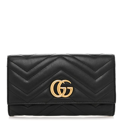 Gucci Calfskin Matelasse GG Marmont Continental Wallet Black 1 of 10