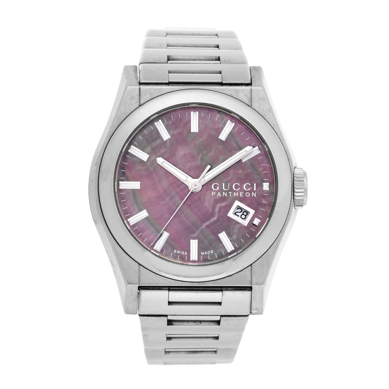 Gucci Stainless Steel Black Mother of Pearl 36mm Pantheon Quartz Watch 1 of 5