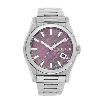 Gucci Stainless Steel Black Mother of Pearl 36mm Pantheon Quartz Watch 1 of 5