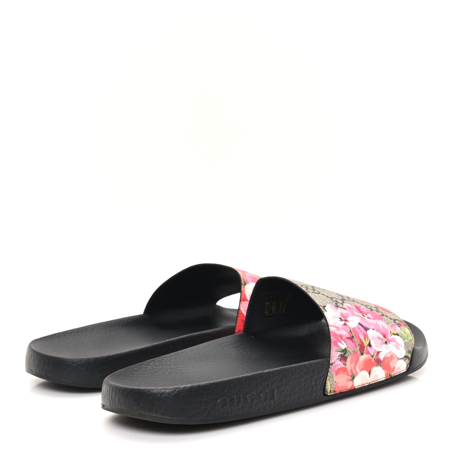 GG Supreme Monogram Blooms Slide Sandals 40 Beige Multicolor