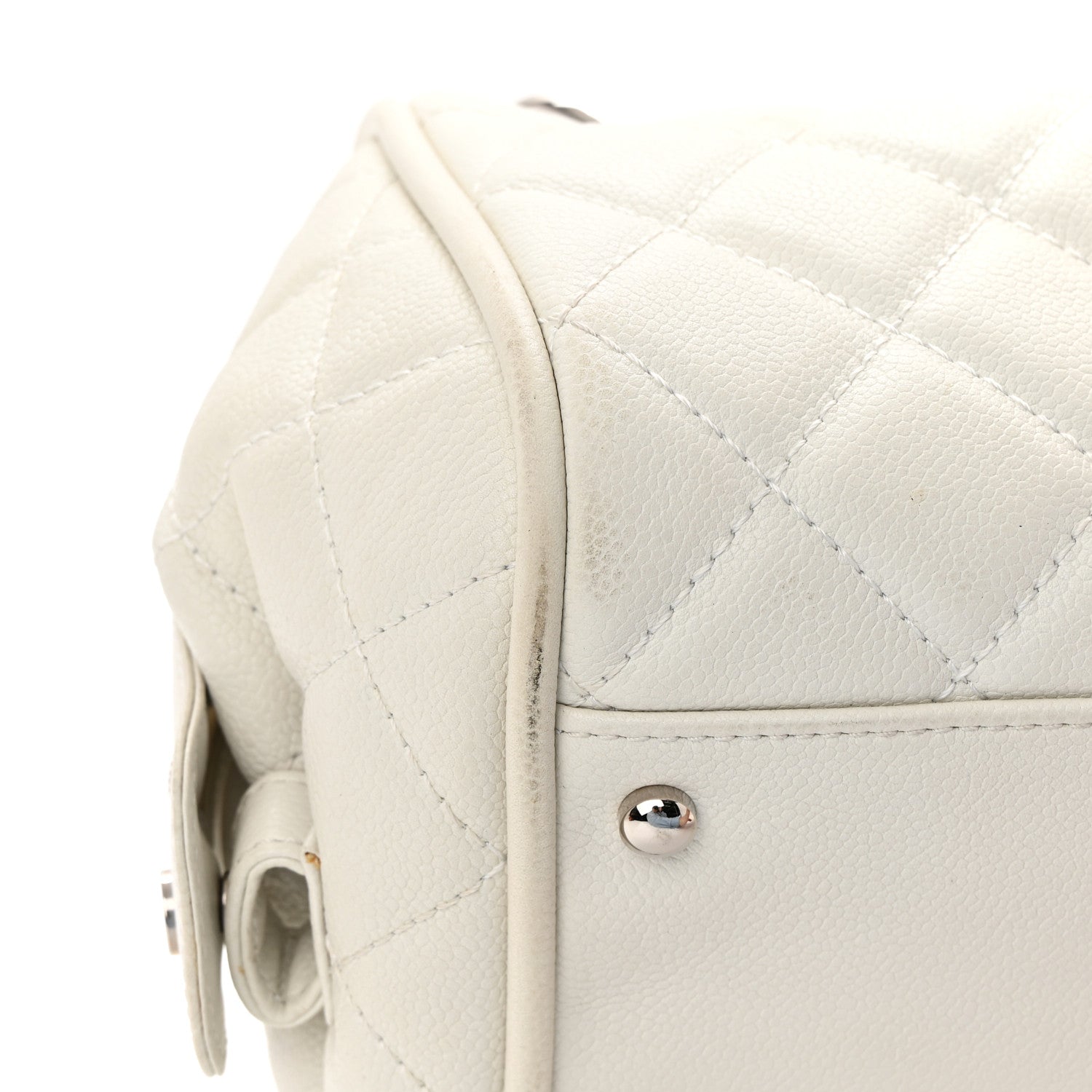 Chanel Caviar Quilted CC Timeless Bowler White 12 of 23