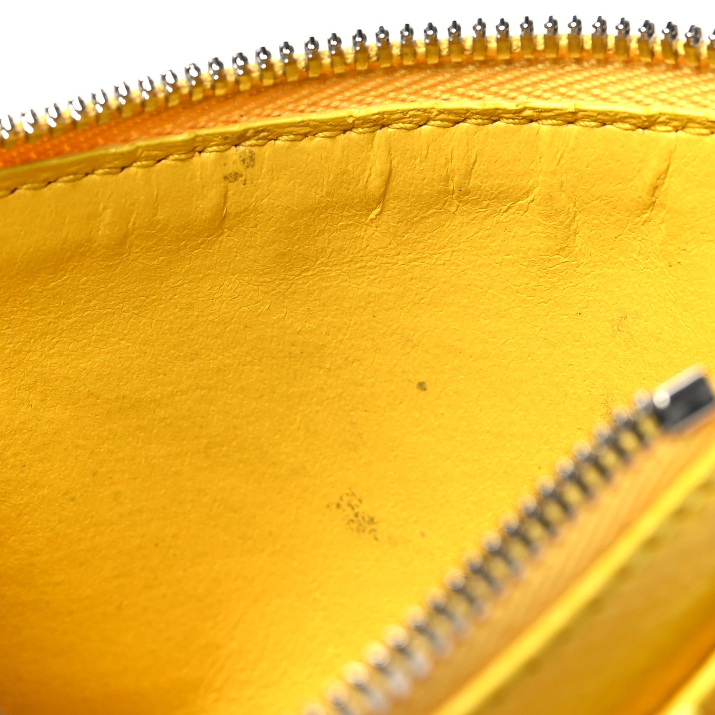 Grained Calfskin Logo Large Cash Long Coin Card Holder Yellow White