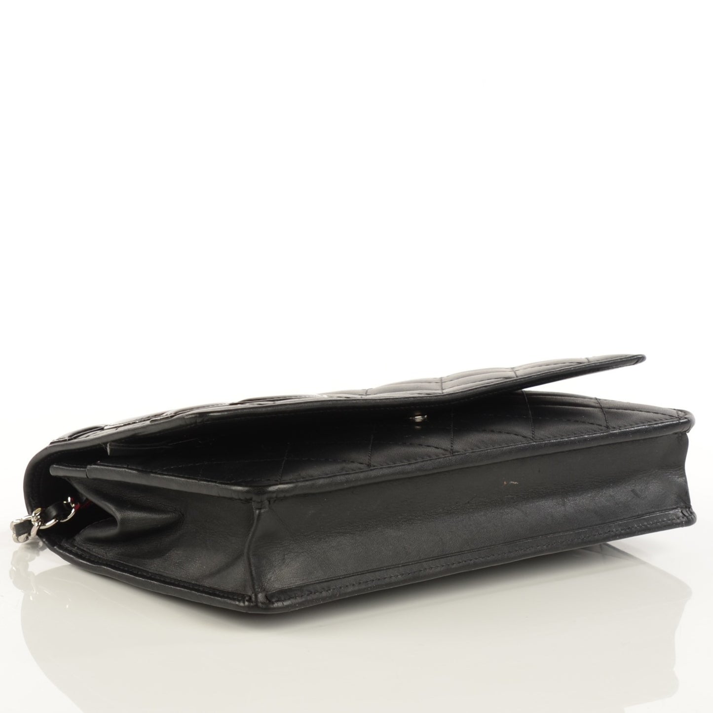 Calfskin Quilted Cambon Wallet On Chain WOC Black