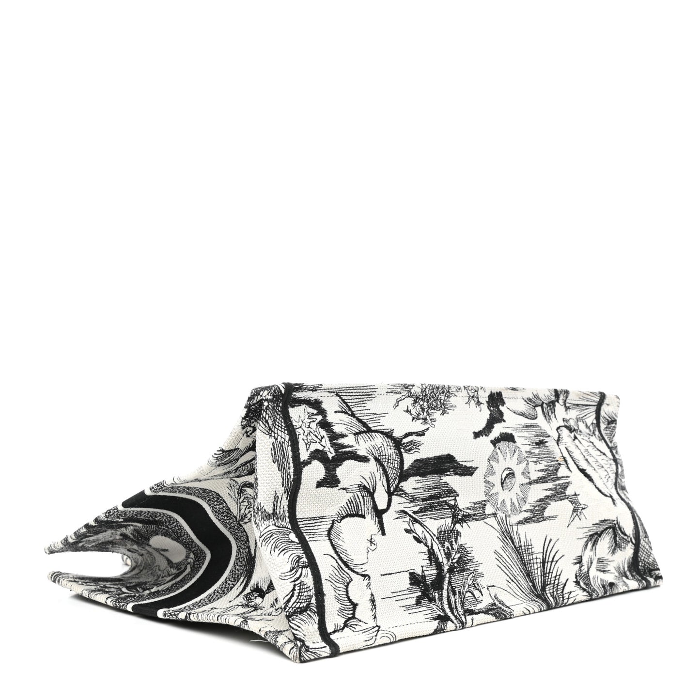 Canvas Embroidered Toile De Jouy Book Tote White Black