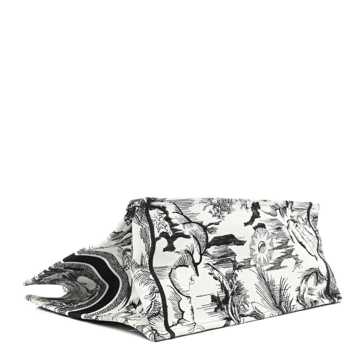 Christian Dior Canvas Embroidered Toile De Jouy Book Tote White Black 4 of 11