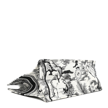 Christian Dior Canvas Embroidered Toile De Jouy Book Tote White Black 4 of 11