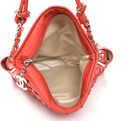 Chanel Lambskin Woven Medium Ultimate Soft Sombrero Hobo Red 5 of 13