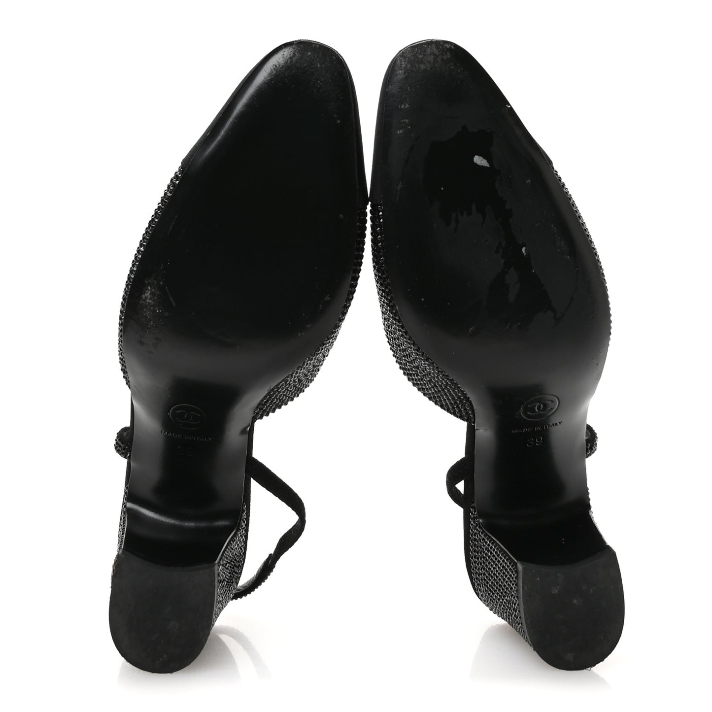 Strass Grosgrain Cap Toe CC Slingback Pumps 39 Black
