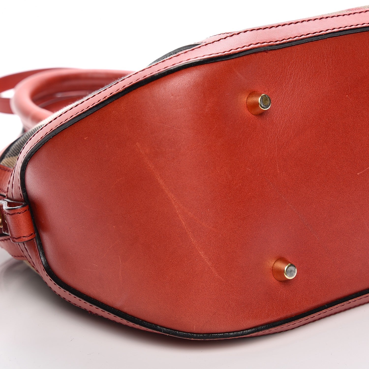 Burberry Bridle Calfskin House Check Small Orchard Bowling Bag Red 11 of 13