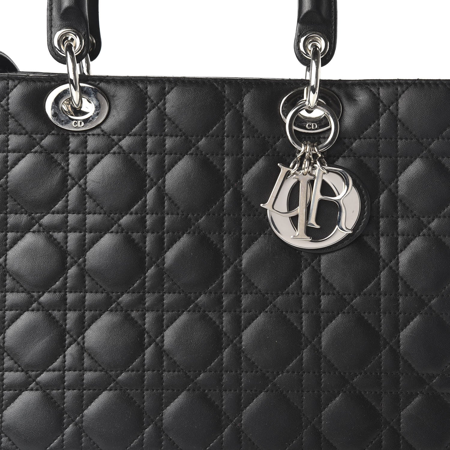 Christian Dior Lambskin Cannage Large Lady Dior Black 9 of 10