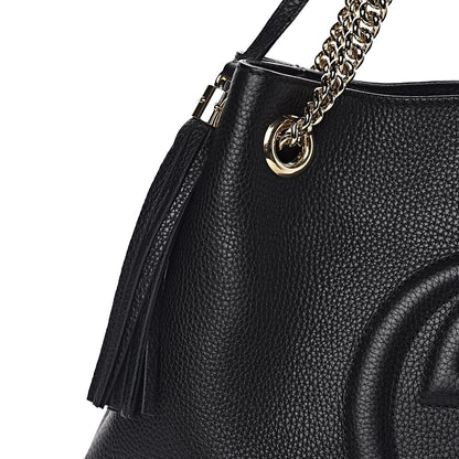Gucci Pebbled Calfskin Medium Soho Chain Shoulder Bag Black 8 of 12