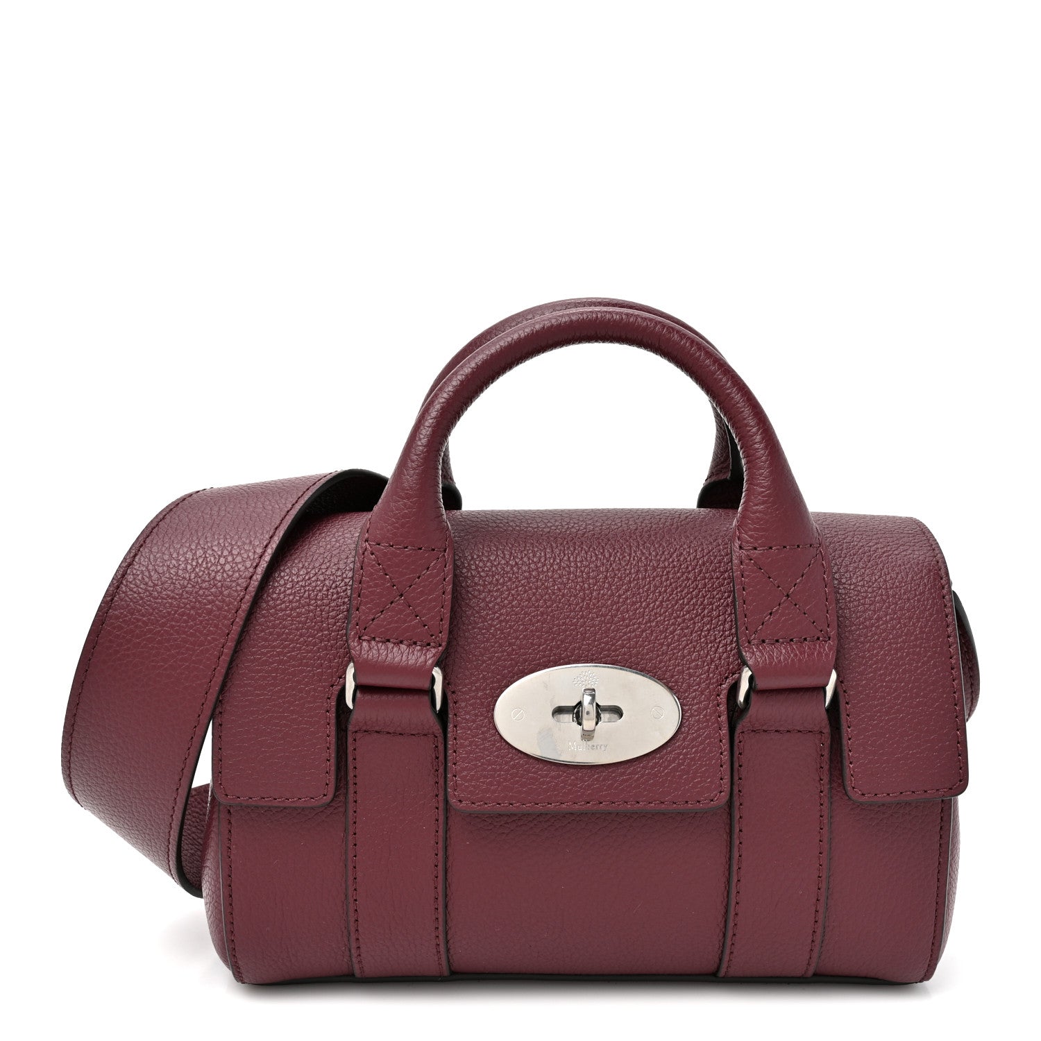 Mulberry Small Classic Grain Mini Bayswater  Black Cherry 1 of 9
