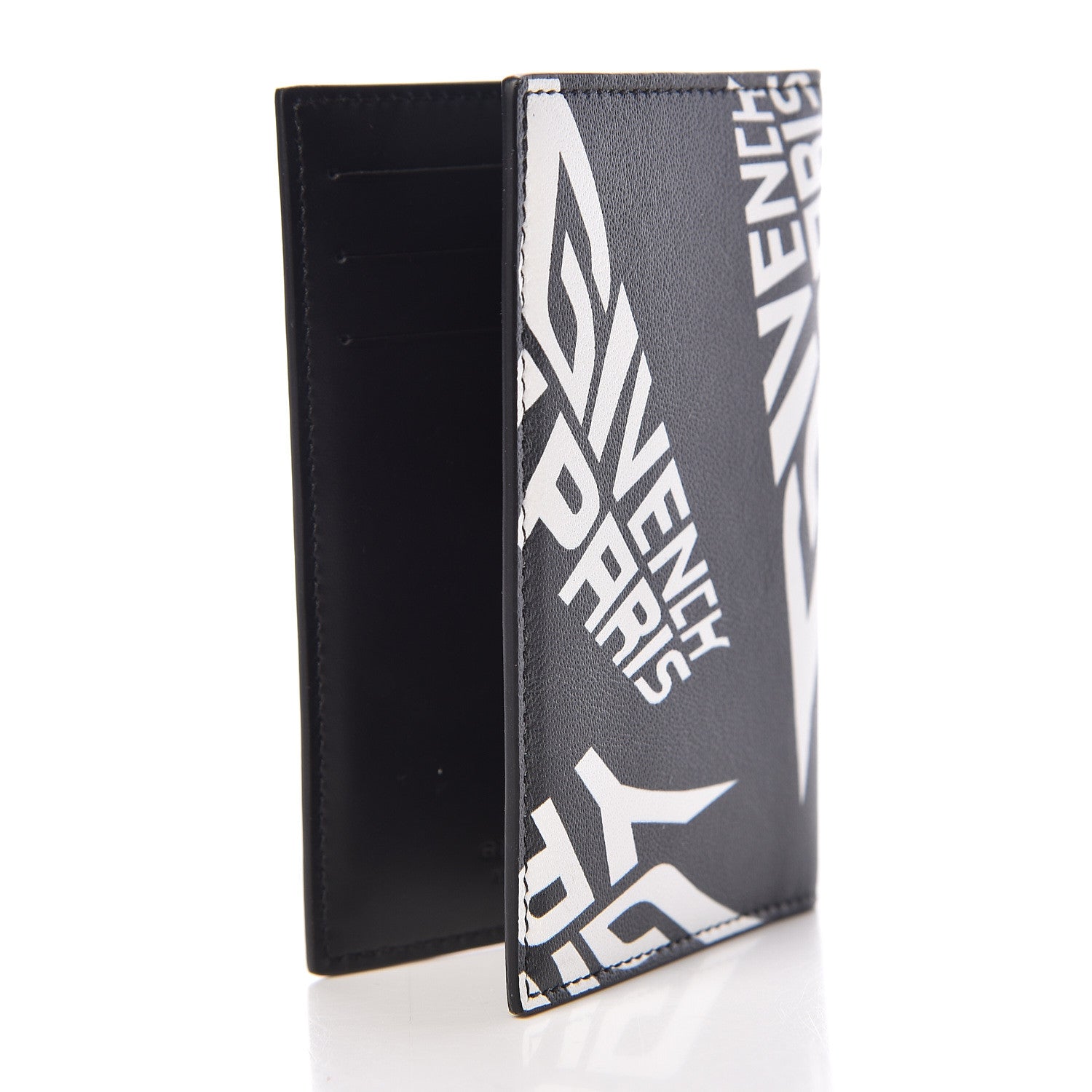 Givenchy Calfskin Logo 3CC Folding Card Holder Black White 3 of 9