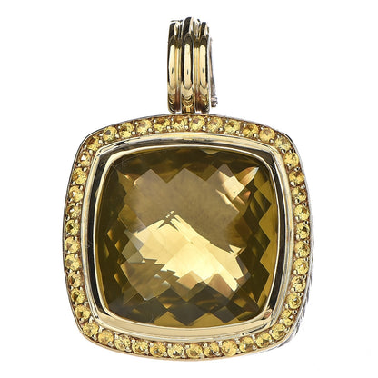 David Yurman Sterling Silver 18K Gold Yellow Sapphire Lemon Citrine 19mm Albion Enhancer Pendant 1 of 3