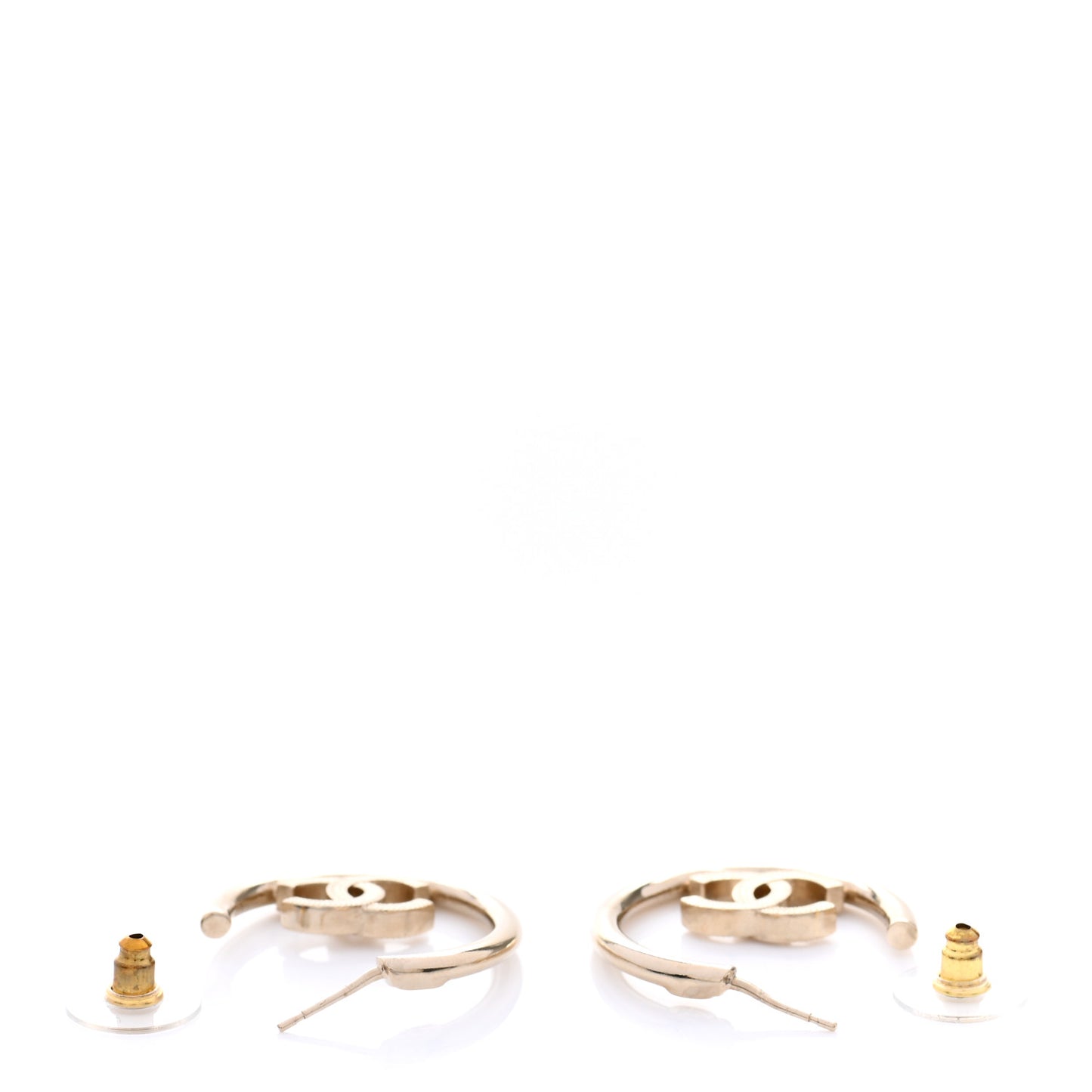 Metal Textured CC Hoop Earrings Gold