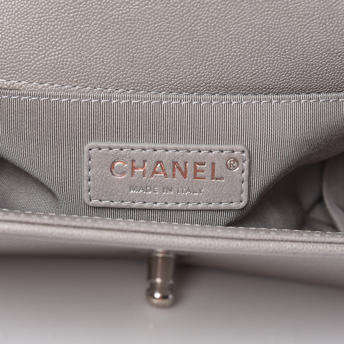 Caviar Quilted Small Boy Flap Grey