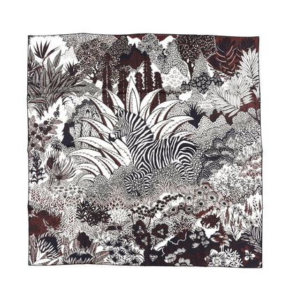 Hermes Silk Mountain Zebra Scarf 90 Marron Black White 1 of 4