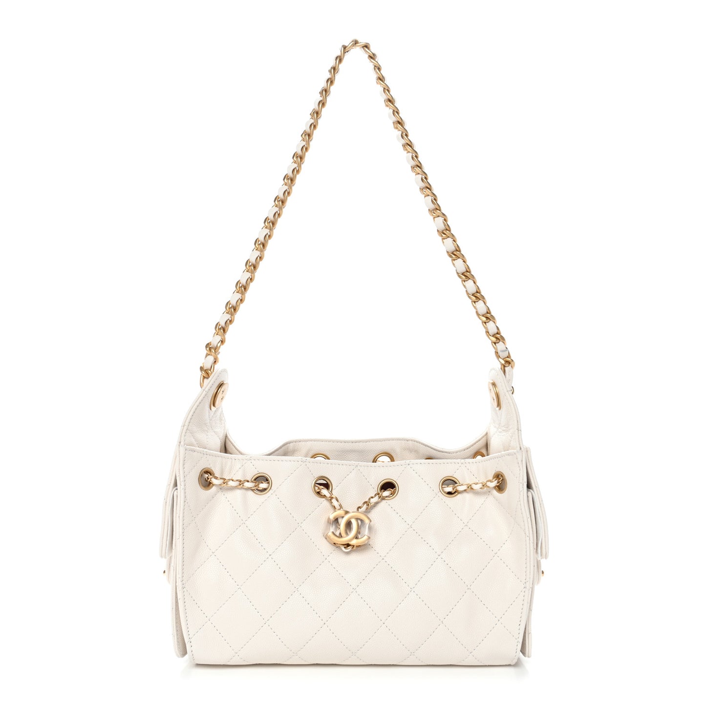 Caviar Quilted Mini Chanel 25 Handbag White