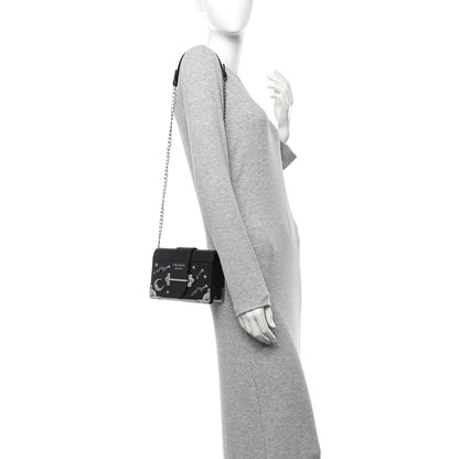 Prada City Calf Saffiano Cahier Astrology Bag Black 2 of 9