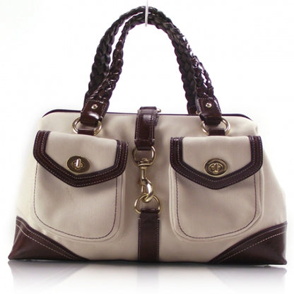FASHIONPHILE COACHCanvasDAPHNETotePurseBagIvory6677 1 of 8