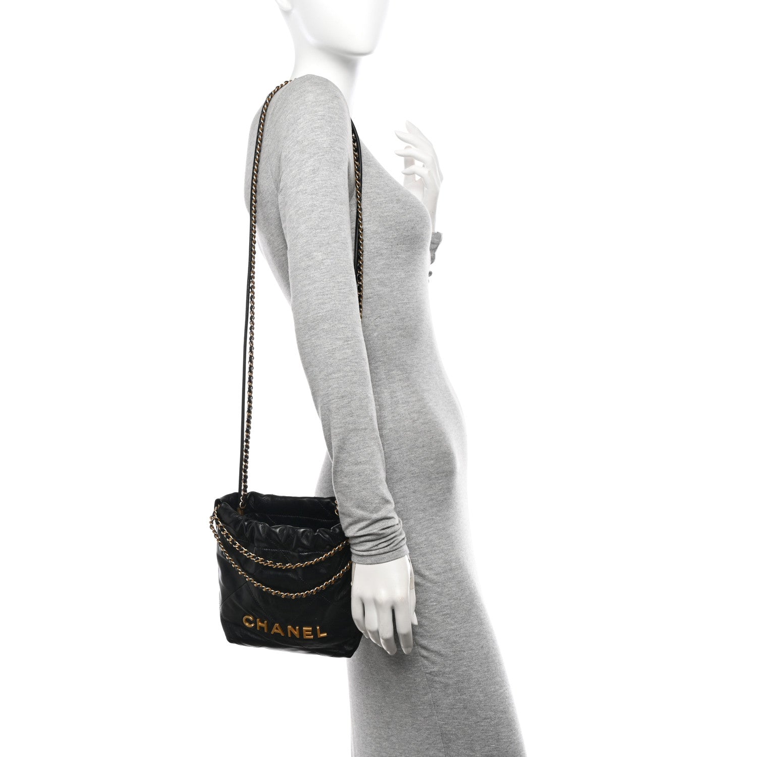 Chanel Shiny Calfskin Quilted Mini Chanel 22 Black 2 of 11
