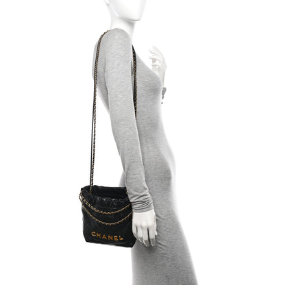 Chanel Shiny Calfskin Quilted Mini Chanel 22 Black 2 of 11