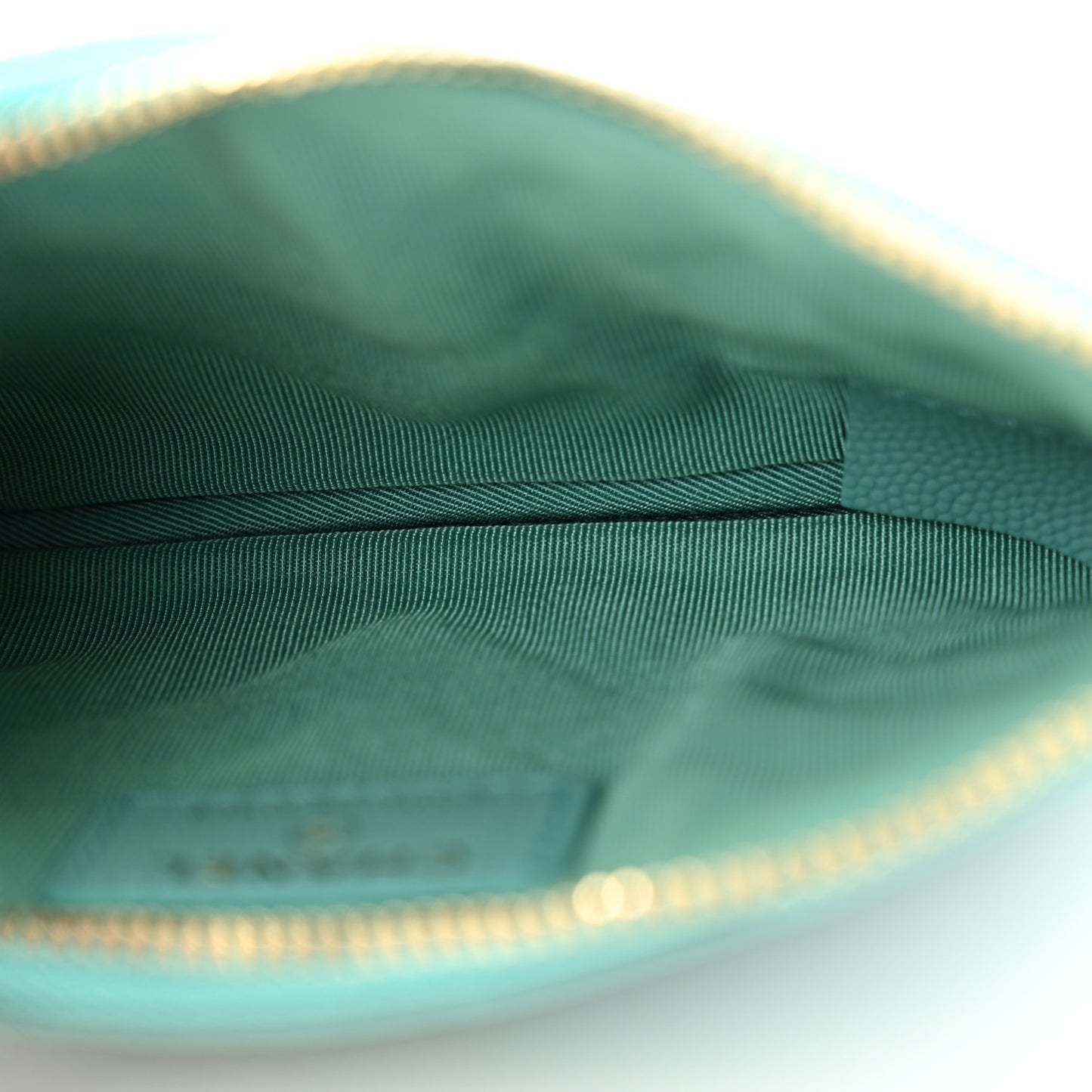 Caviar Chevron Quilted Small Cosmetic Case Light Blue