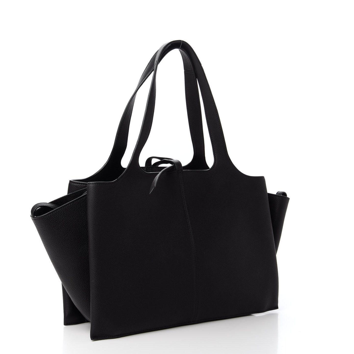 Baby Grained Calfskin Small Tri-Fold Bag Black
