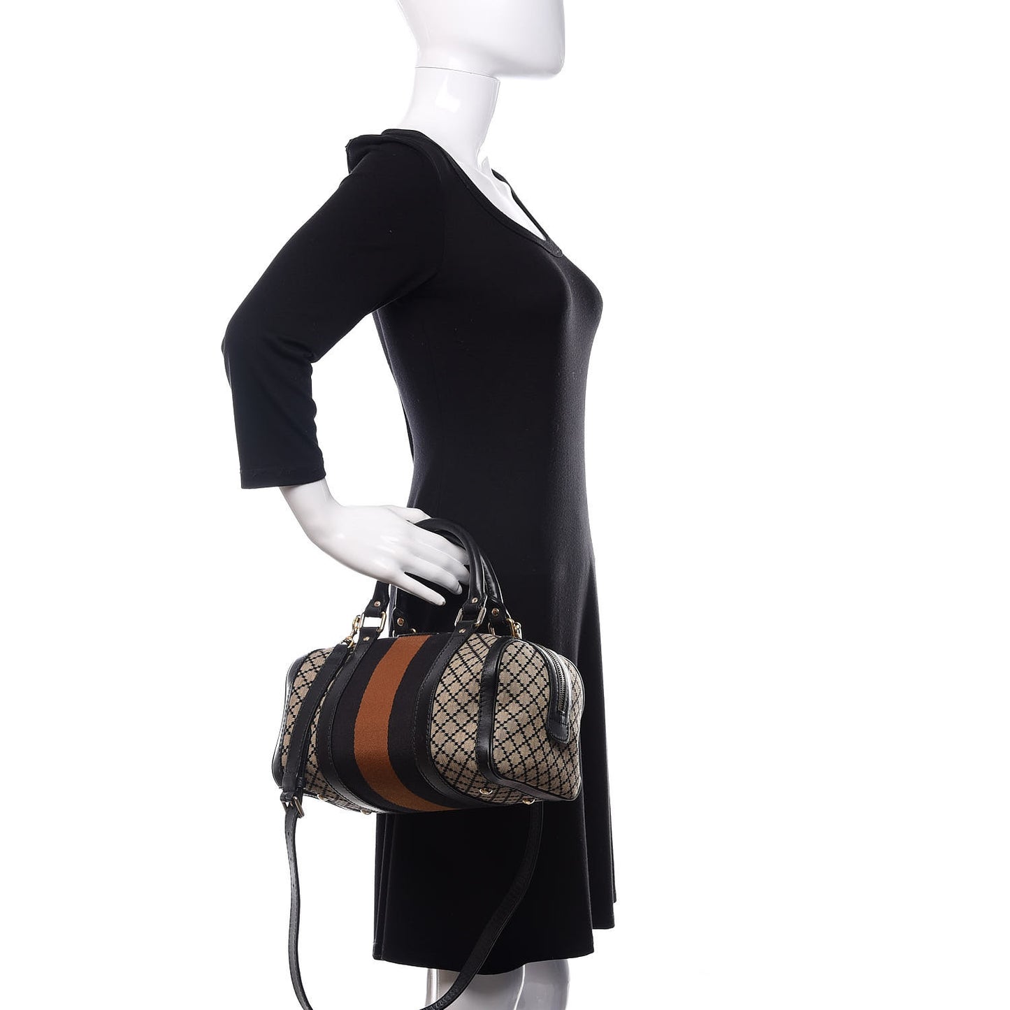 Diamante Vintage Web Small Boston Black