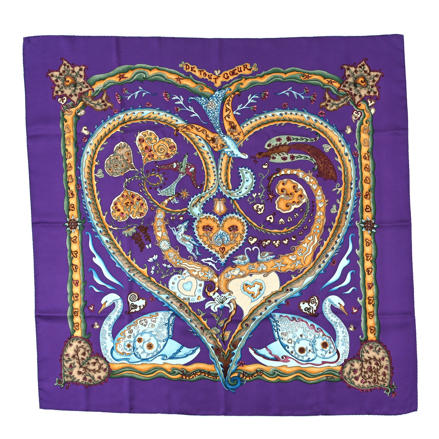 Hermes Silk De Tout Coeur Scarf 90 1 of 4