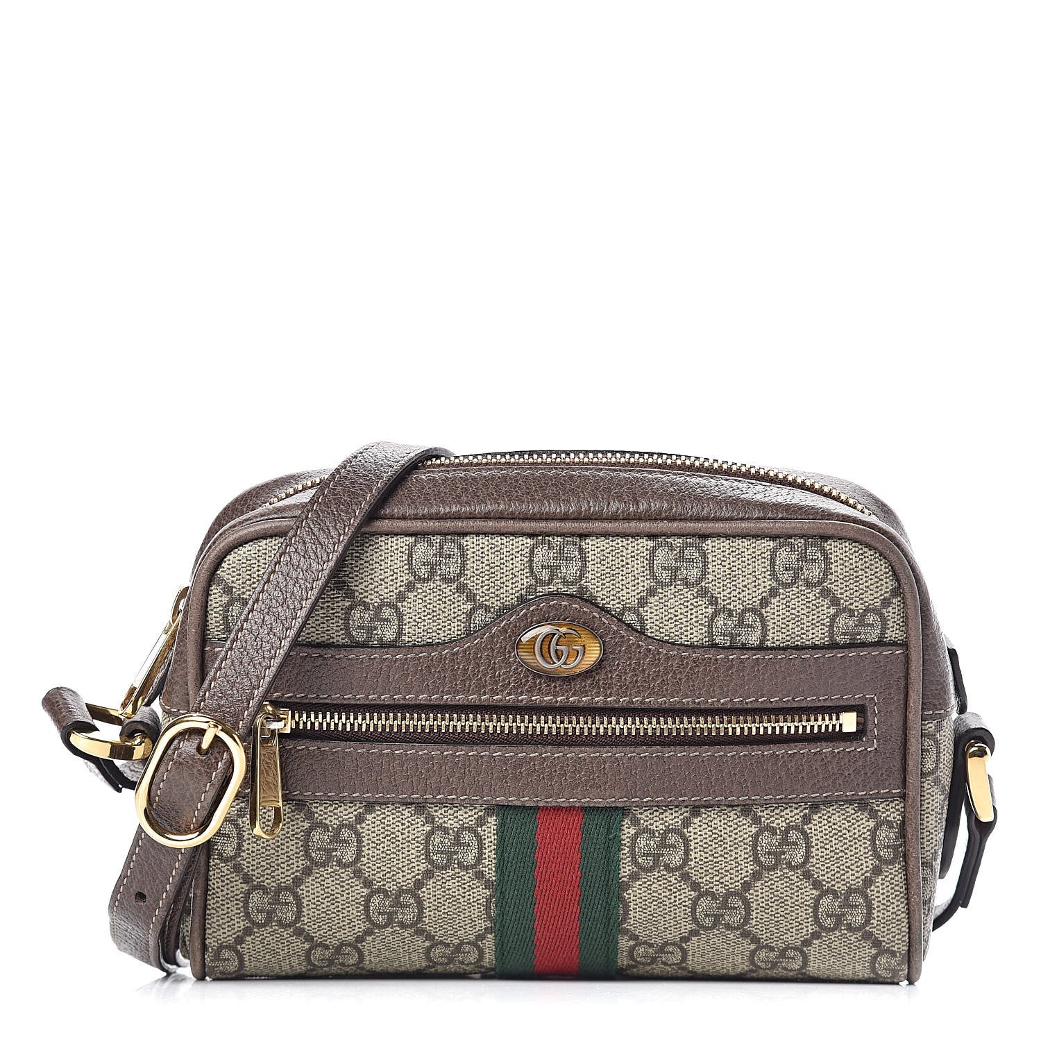 Gucci GG Supreme Monogram Web Mini Ophidia Shoulder Bag Brown 1 of 17