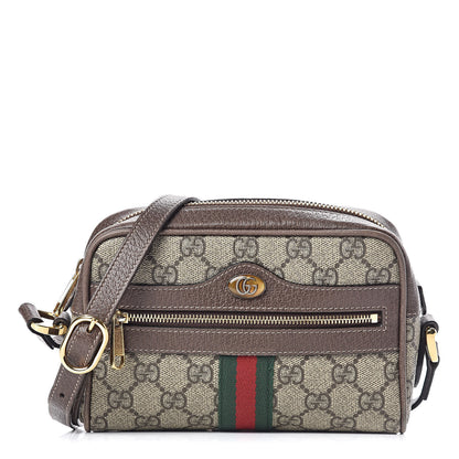 Gucci GG Supreme Monogram Web Mini Ophidia Shoulder Bag Brown 1 of 17