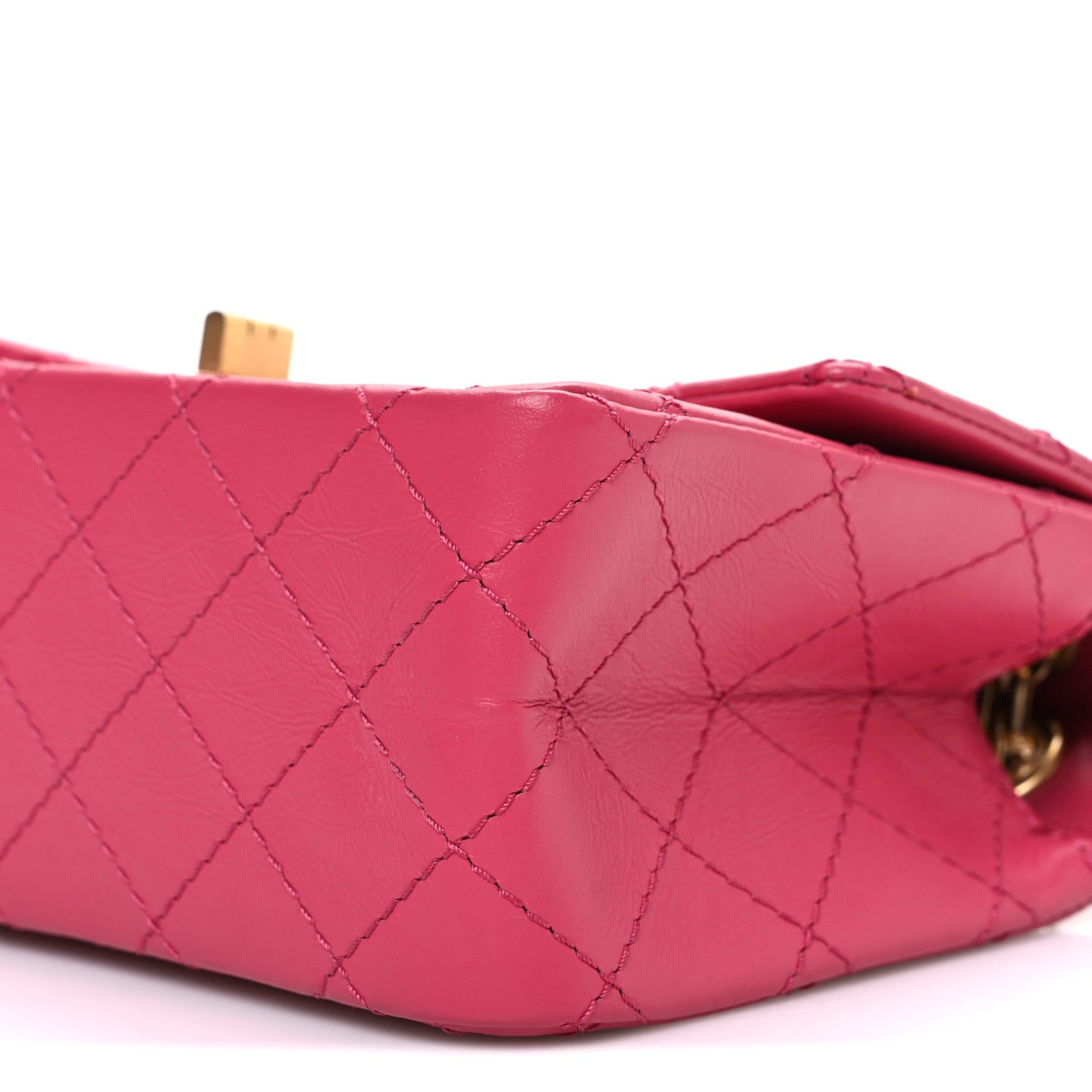 Aged Calfskin Quilted 2.55 Reissue Mini Flap Fuchsia
