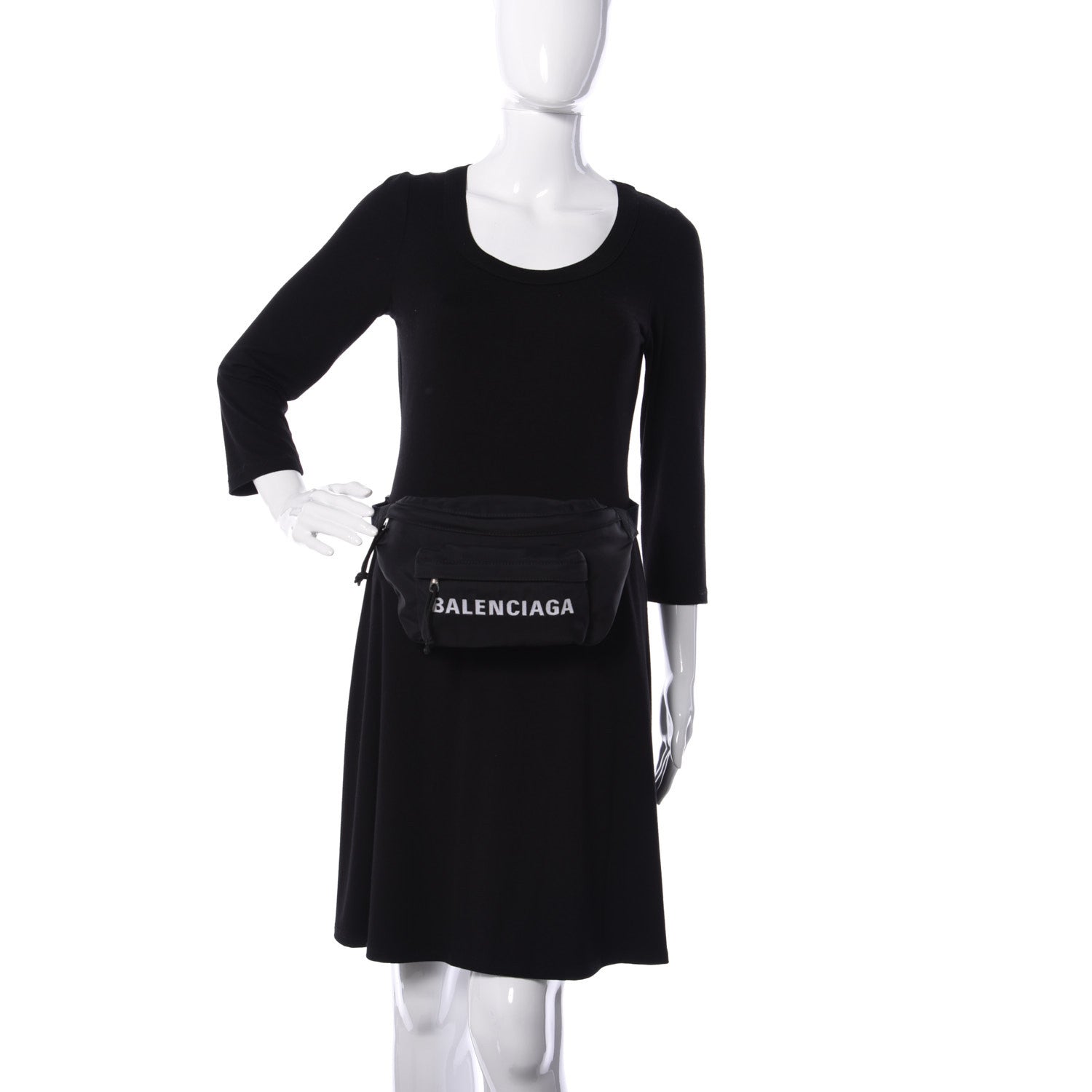 Balenciaga Recycled Sport Nylon Logo Embroidered Wheel Beltpack Black 2 of 9
