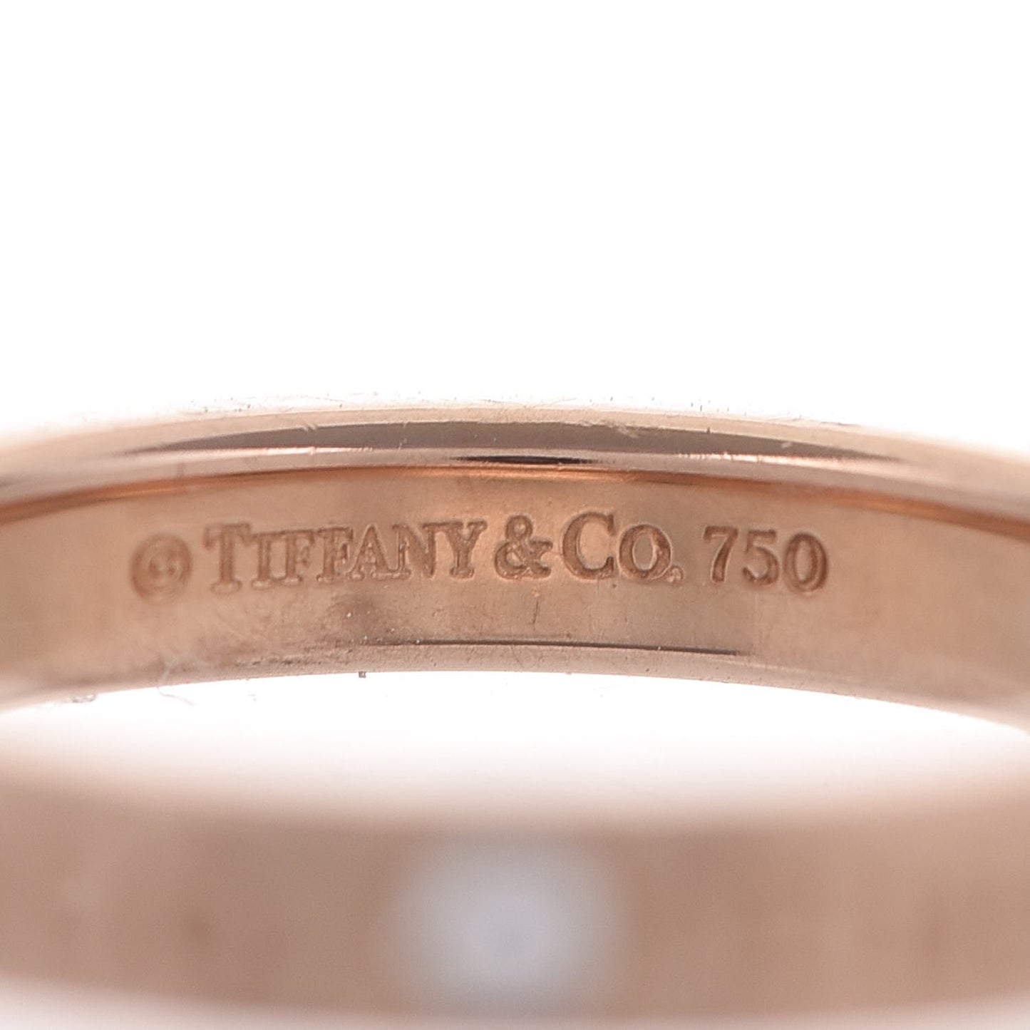 18K Rose Gold Diamond 3mm Logo Band Ring 48 4.5