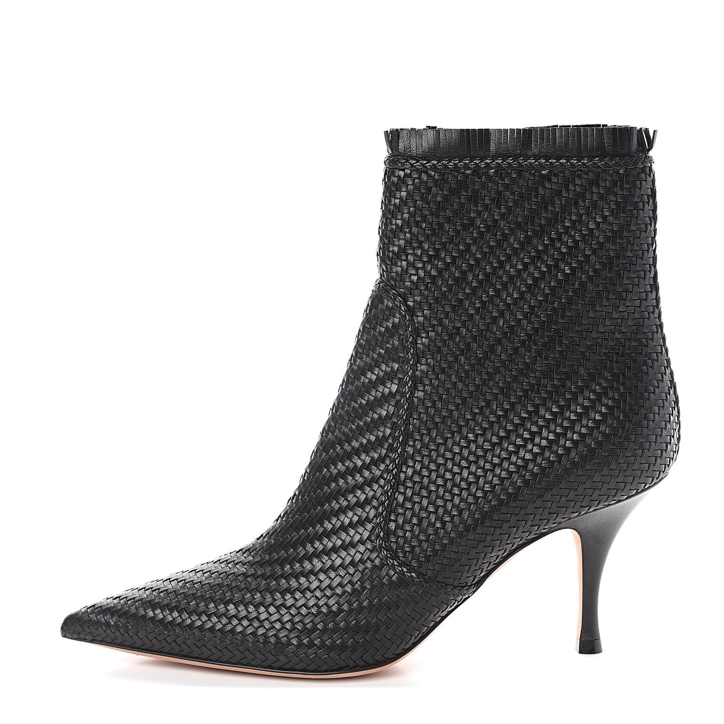 Lambskin Woven District Ankle Boots 37 Black