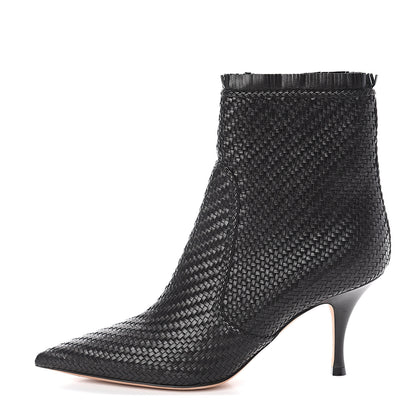Christian Dior Lambskin Woven District Ankle Boots 37 Black 1 of 7