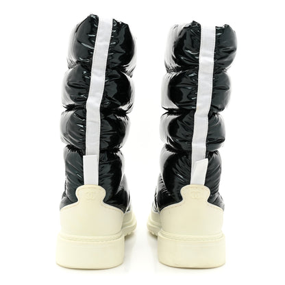 Chanel Metalized Fabric CC Ankle Snow Boots 35 Green 3 of 9