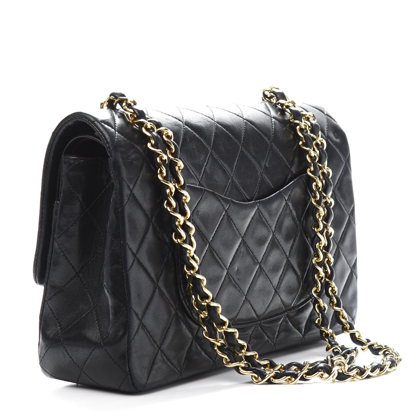 Lambskin Quilted Medium Double Flap Black