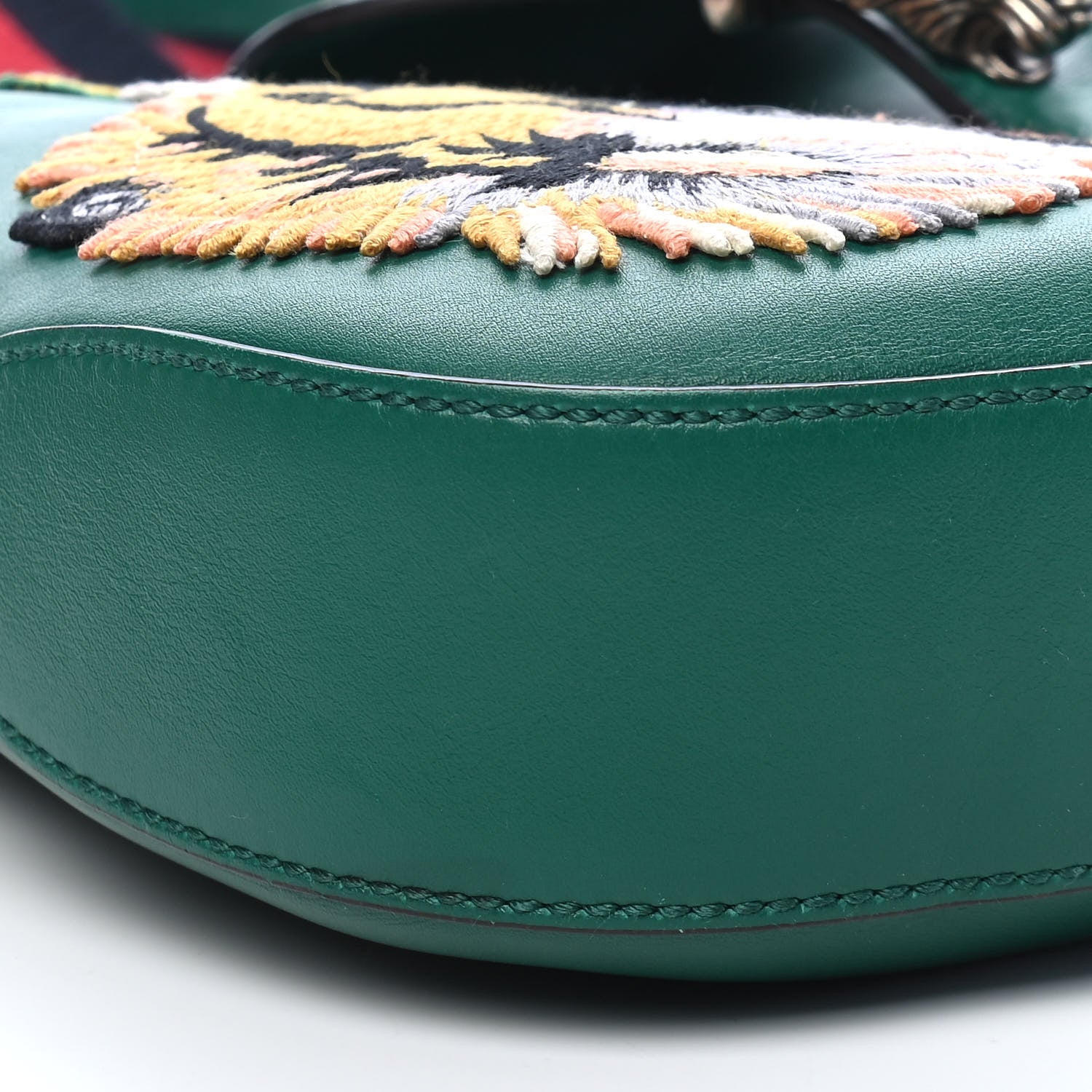 Gucci Calfskin Web Embroidered Small Dionysus Hobo Emerald Green 8 of 9