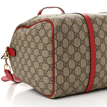 Gucci GG Supreme Monogram Calfskin Medium Nice Boston Beige Ebony Hibiscus Red 12 of 13