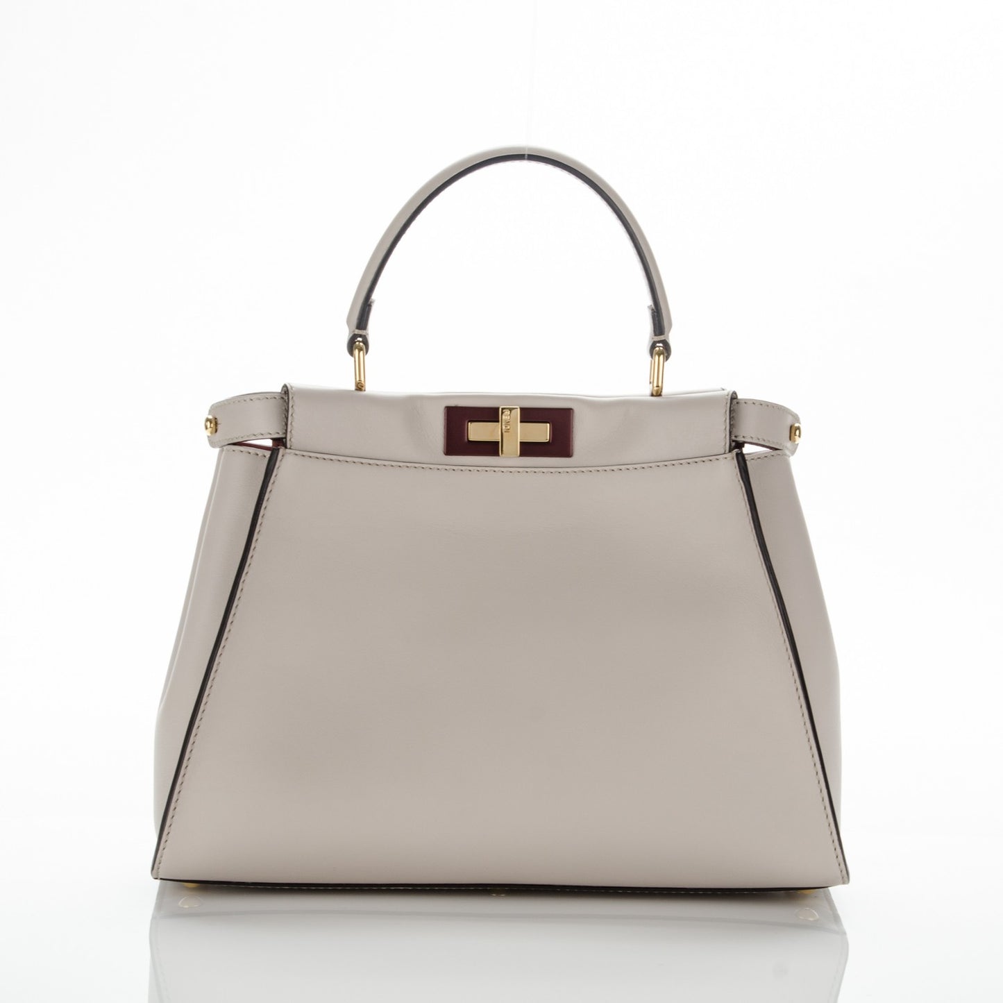 Vitello Seta Shiny Nappa Medium Peekaboo Iconic Satchel Grigio Polvere Bois de Rose
