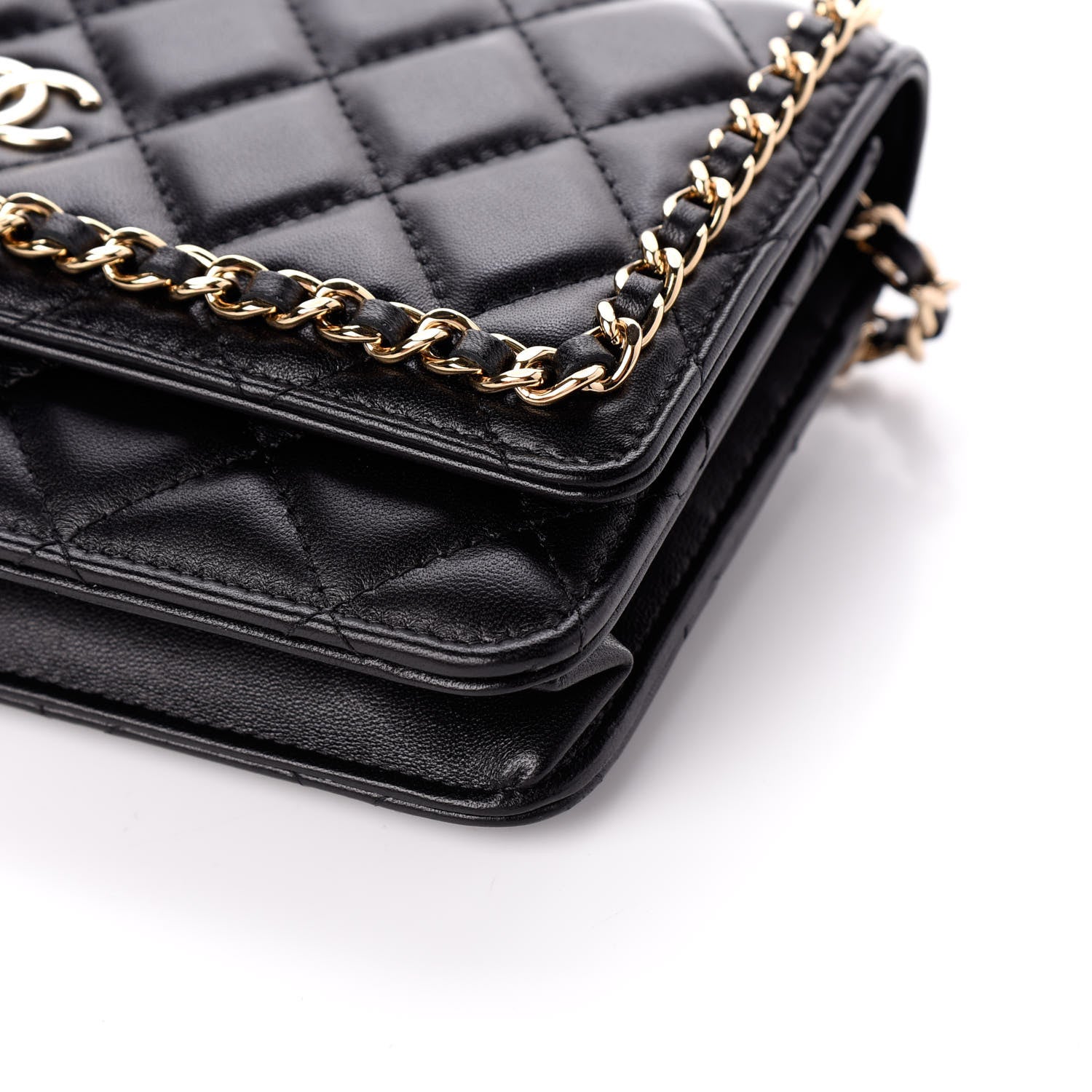 Chanel Lambskin Quilted Chain Around Wallet On Chain WOC Black 11 of 11