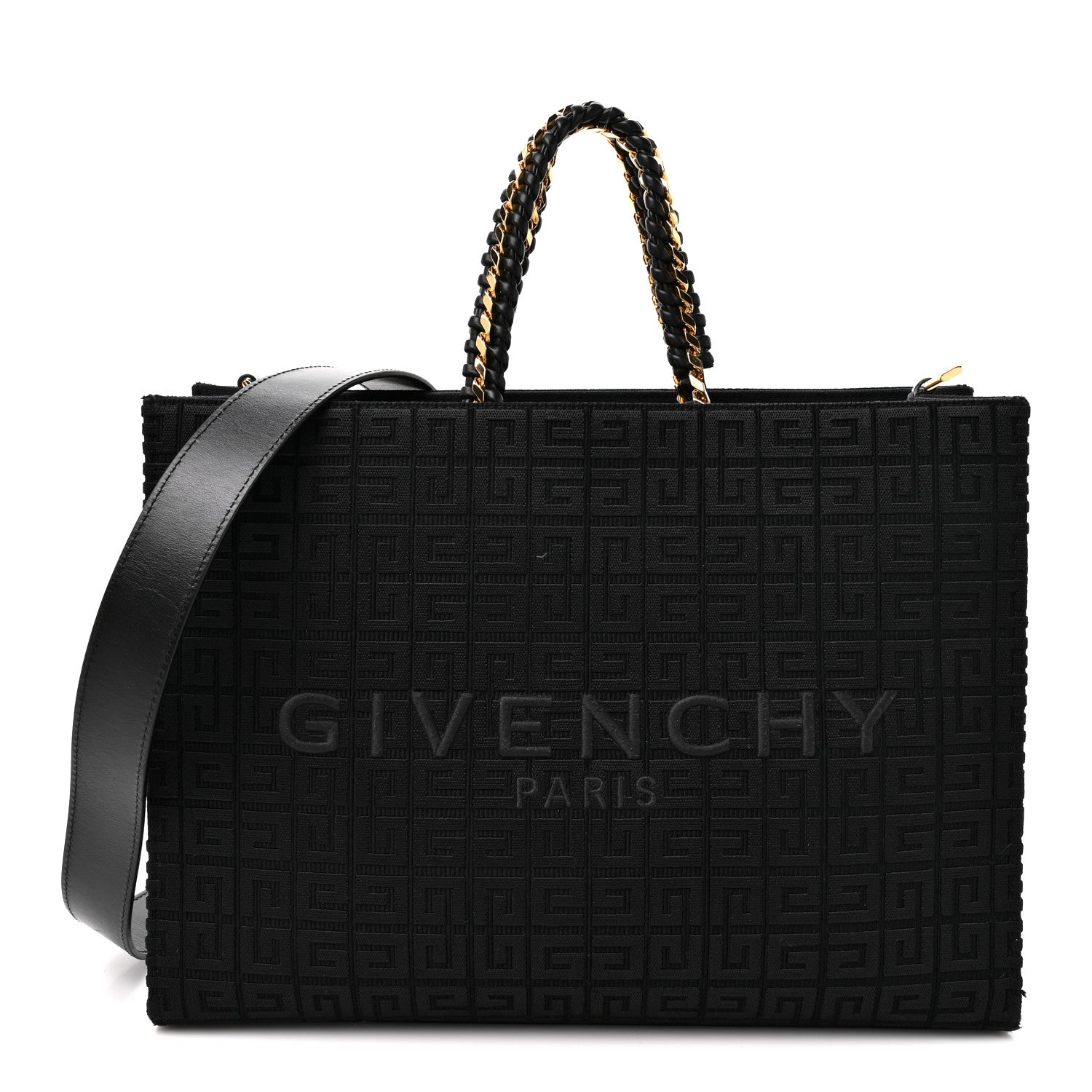 Givenchy Canvas Jacquard 4G Medium Chain Tote Black 1 of 9