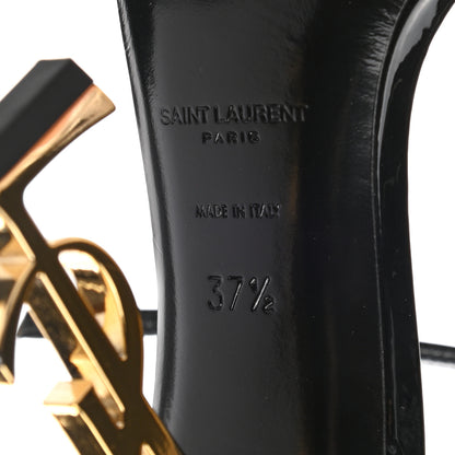 Saint Laurent Patent Calfskin Opyum 110 Sandals 37.5 Black Gold 6 of 7