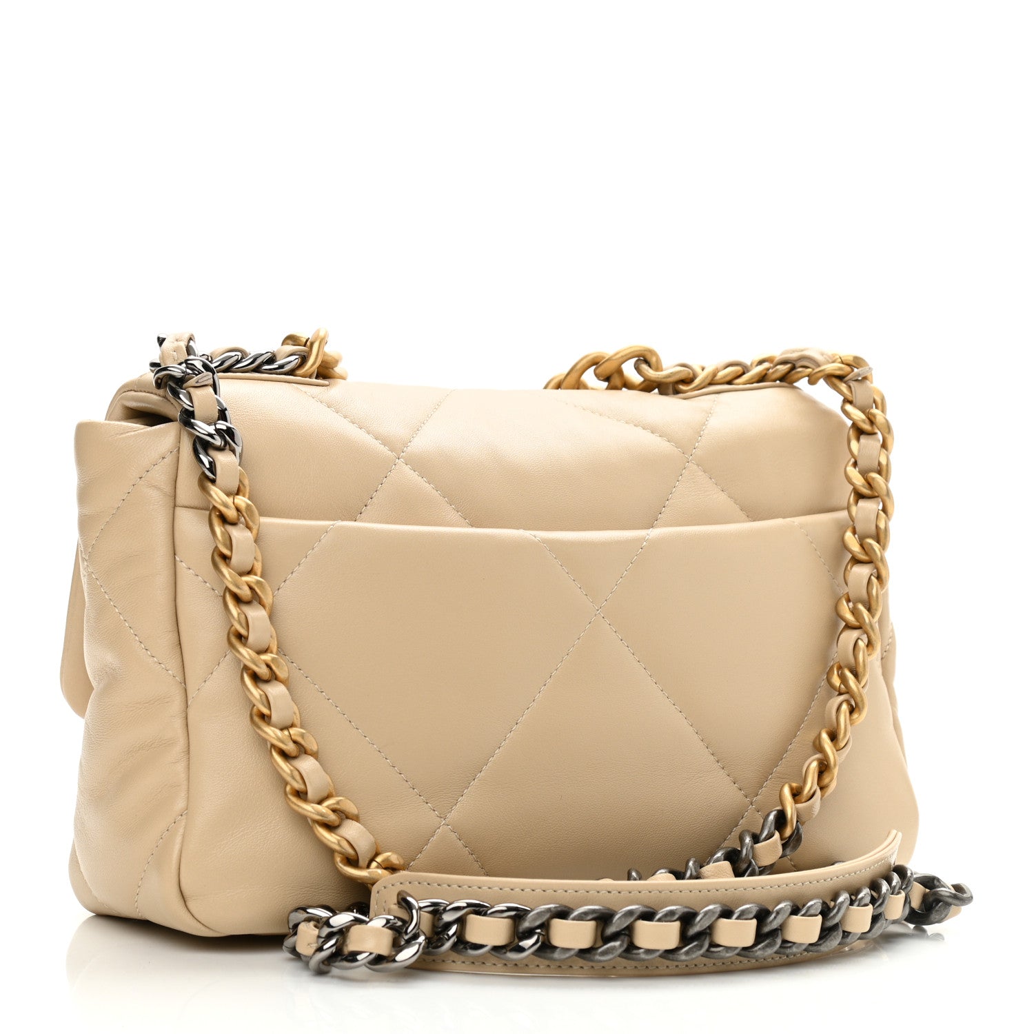 Chanel Shiny Goatskin Quilted Medium Chanel 19 Flap Beige 3 of 10