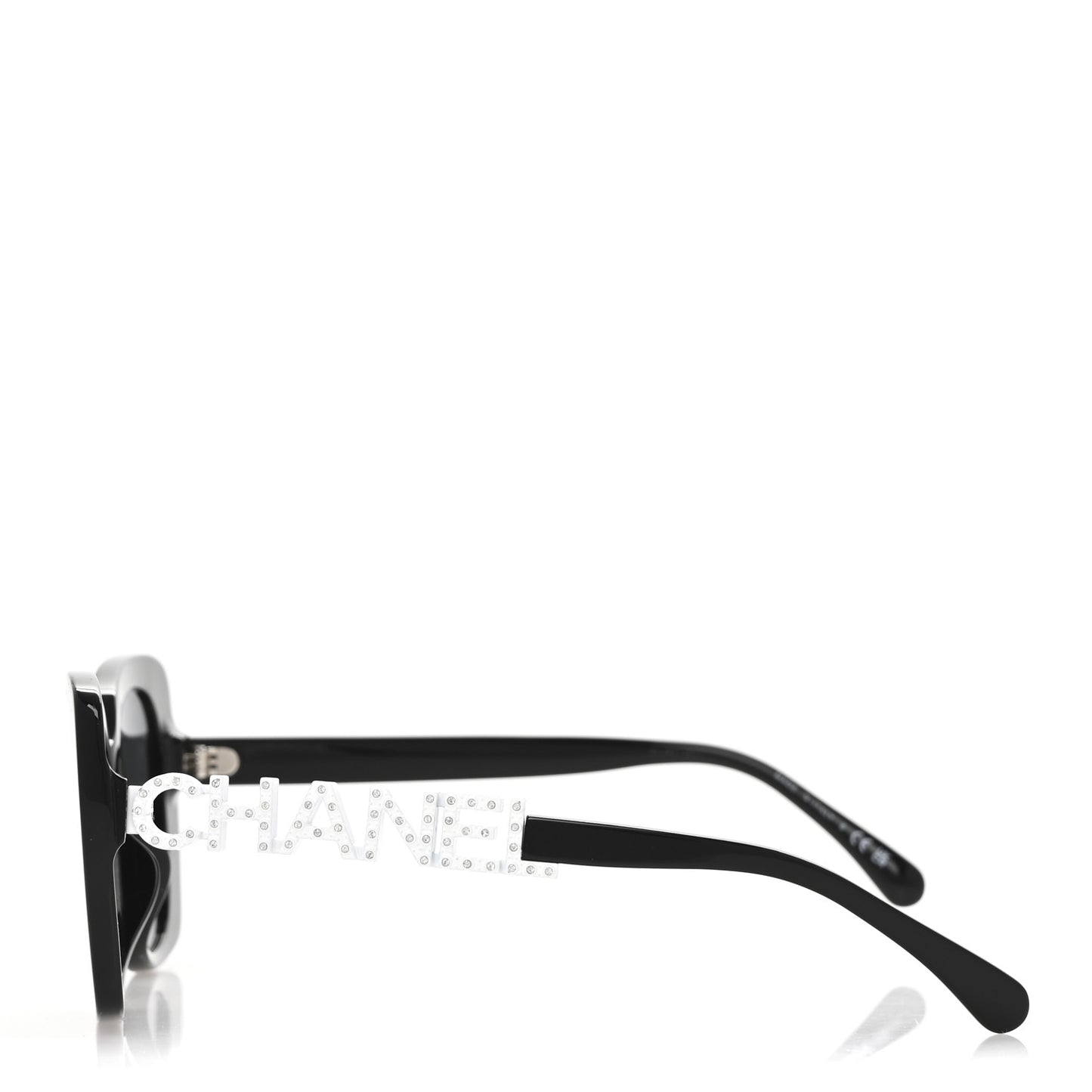 Acetate Strass Square Sunglasses 5422-B-A Black White